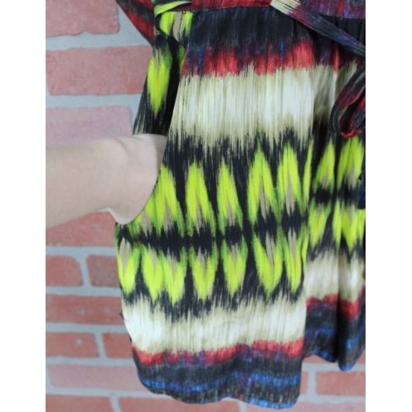 CHARLIE JADE Silk 3/4 Sleeve Short Belted Romper - Picture 5 of 7